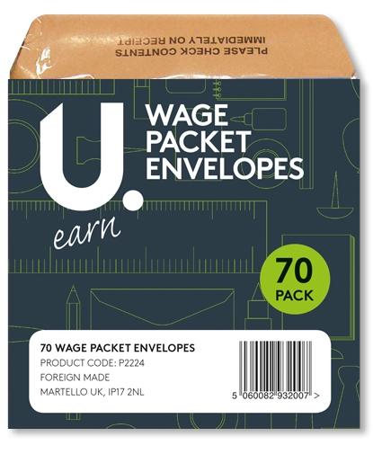 Wage Packet Salary Cash Envelopes Brown Envelopes 70 Pack P2224