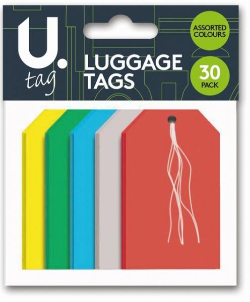 Luggage Tags Paper Assorted Colour Holiday Suitcase Paper Luggage Tags 30pk P2262