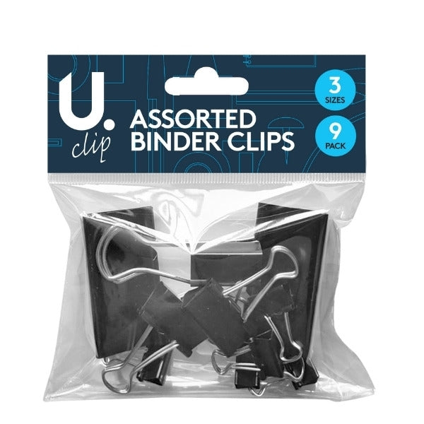 Paper Binder Clips Pack of 9 Assorted Sizes P2353