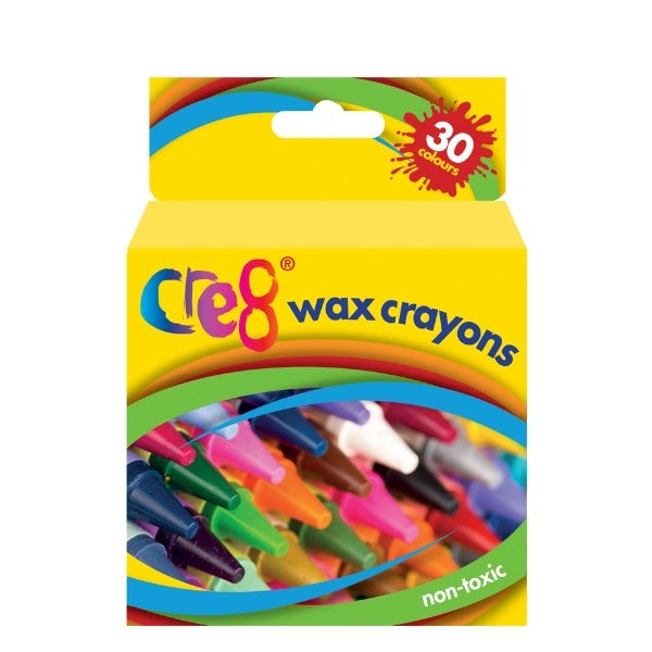 Cre8 Drawing Colouring Wax Crayons Pack of 30 Assorted Colours P2386