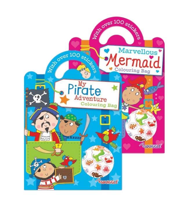 Colouring Sticker Bag Book Mermaid / Pirate Assorted Designs