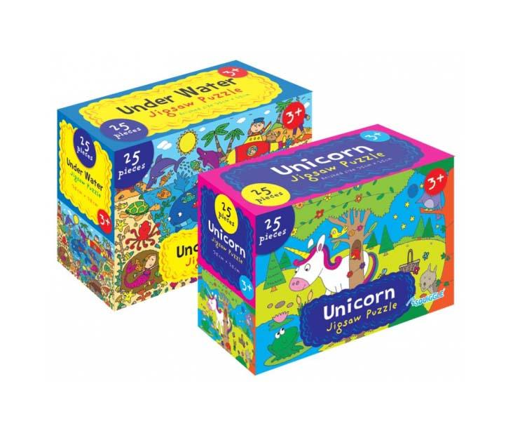 Children's Fun Playing Unicorn / Underwater Jigsaw Puzzle 25 Pieces Assorted Designs P2835