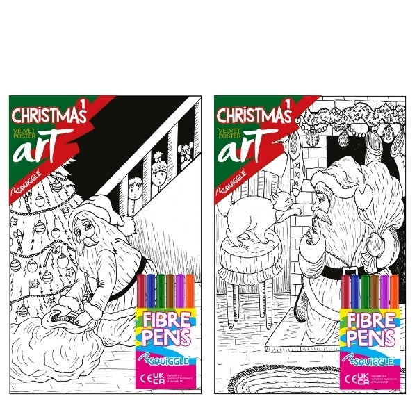 Velvet Poster Art Children's' Fun Colouring with Pens Christmas 1 25 x 38 cm 2 Designs P3018