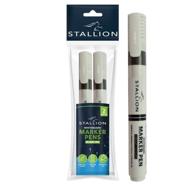 Bullet Tip Whiteboard Markers Pack of 2 Black Ink P3064
