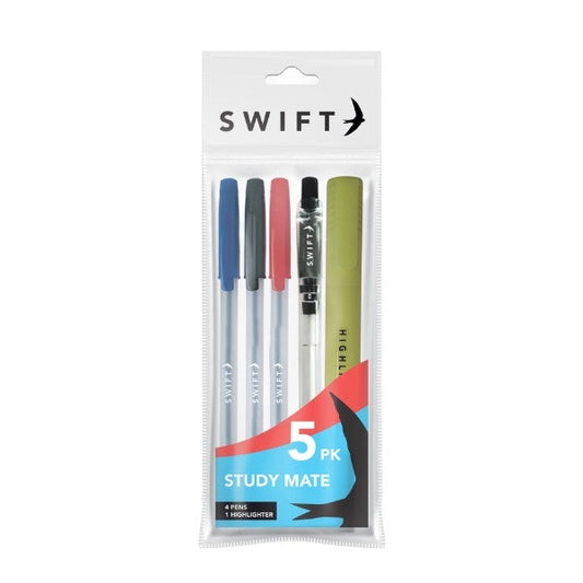 School Stationery Study Mate Set of 5 Pens Including 1 Highlighter P3085