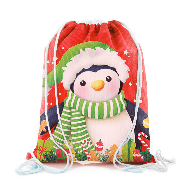 Xmas Penguin Mini Drawstring Bag
