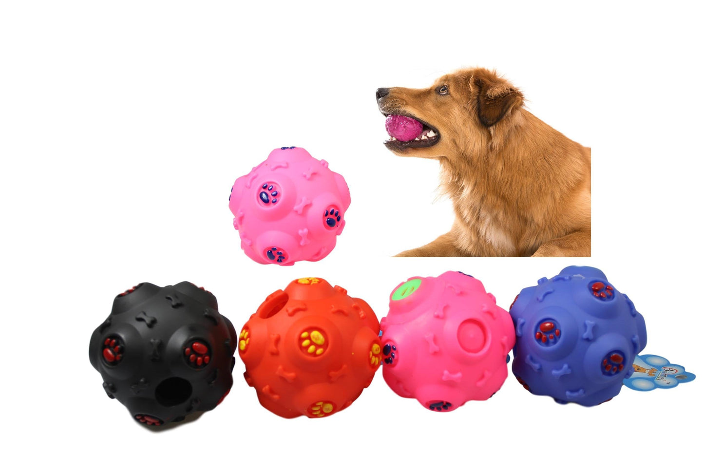 Pet Dog Toy Ball with Sound Assorted Colours 5188