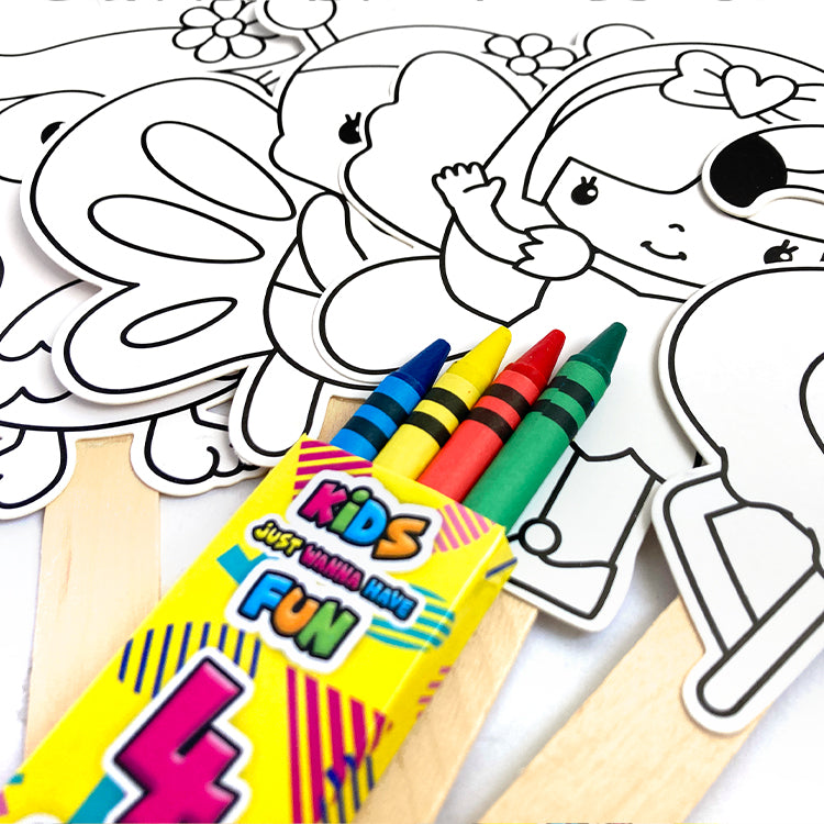 Colour In Lolly Puppets Girl Mix