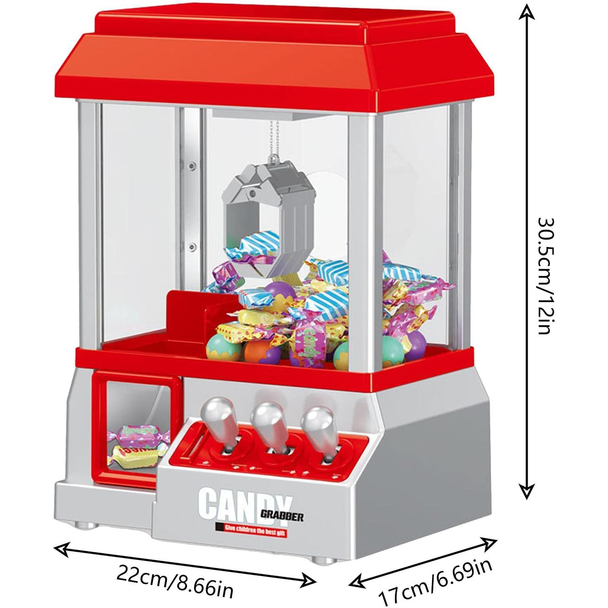 Mini Candy Grabber Claw Machine Red Vending Arcade Game