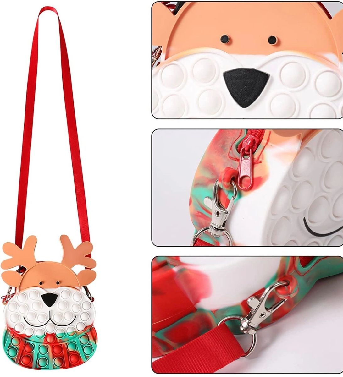 Christmas Reindeer Poppit Pop Push Fidget Shoulder Bag