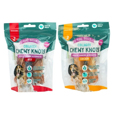 Pet Dog Treats Collagen Chewy Knots Medium Pack of 2 Assorted Flavours 323898