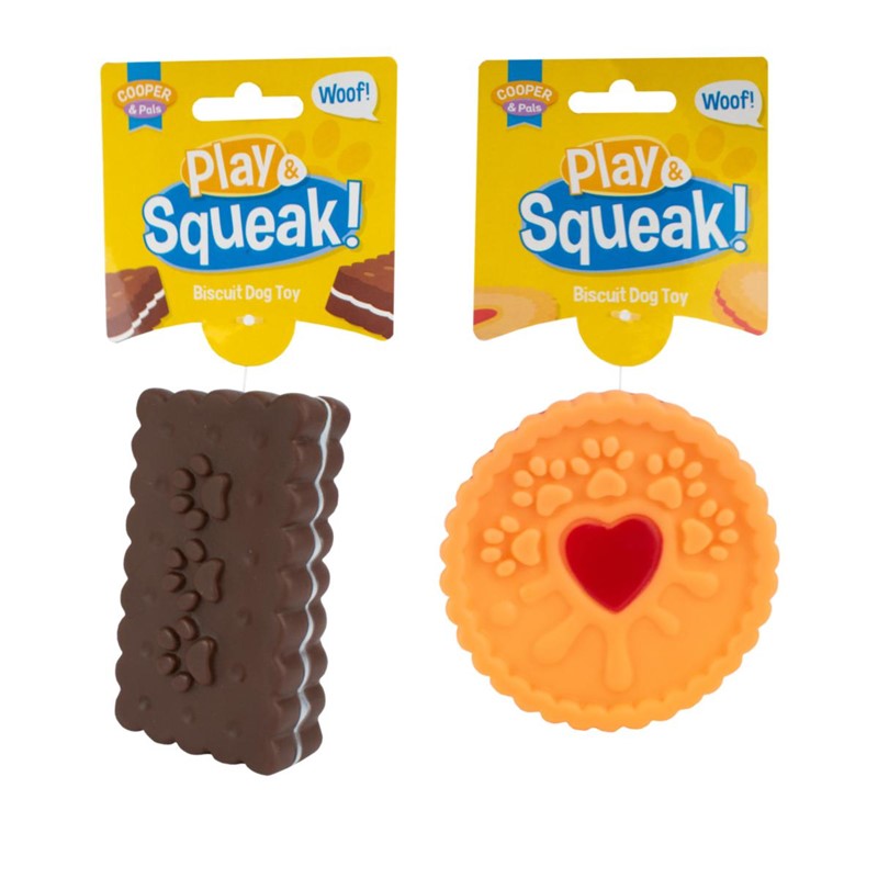 Pet Dog Toy Squeaky Biscuit Cookie Assorted Designs 323956