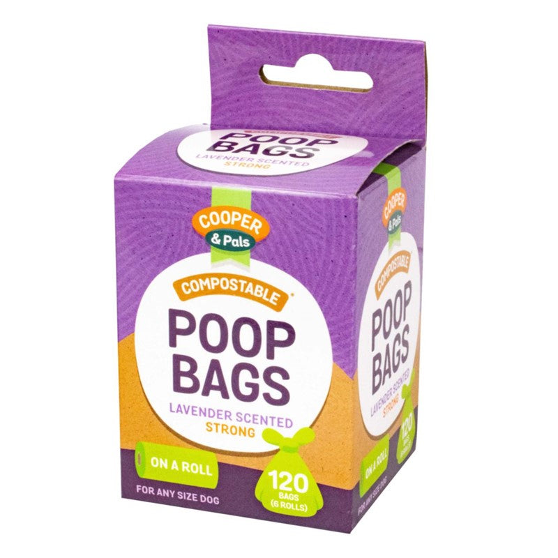 Pet Dog Compostable Poop Bag Rolls Pack of 120 (6 Rolls) Lavender Scented 323882