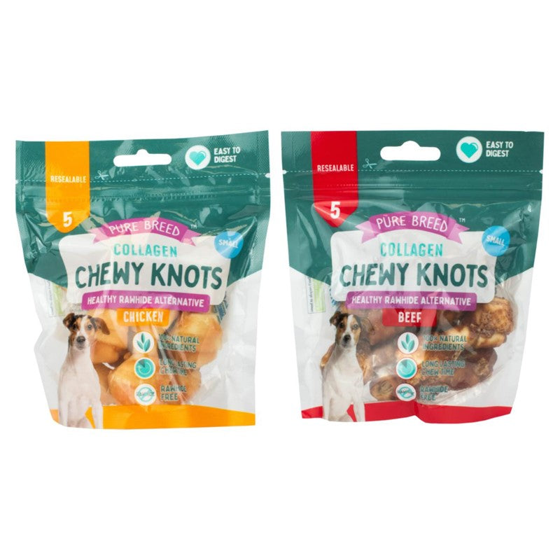 Pet Dog Treats Collagen Chewy Knots Small Pack of 5 Assorted Flavours 323897