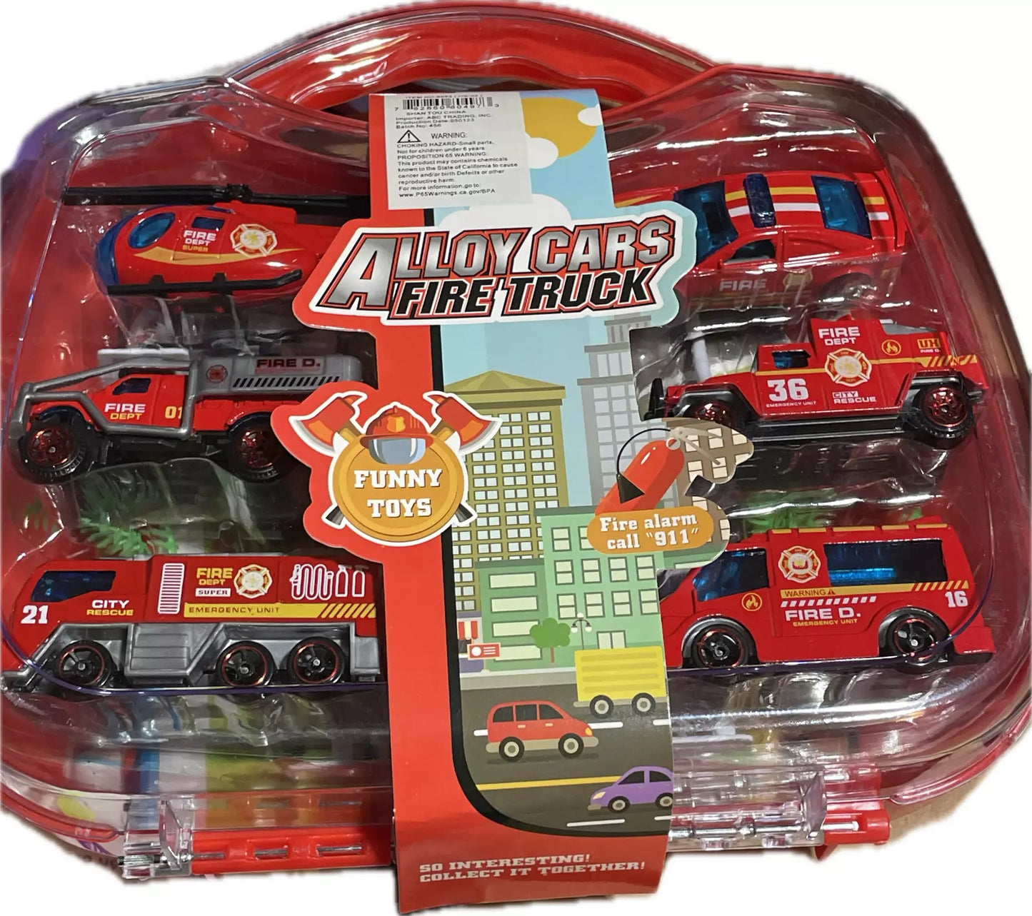 Toy Fire Truck Playset with Carry Case