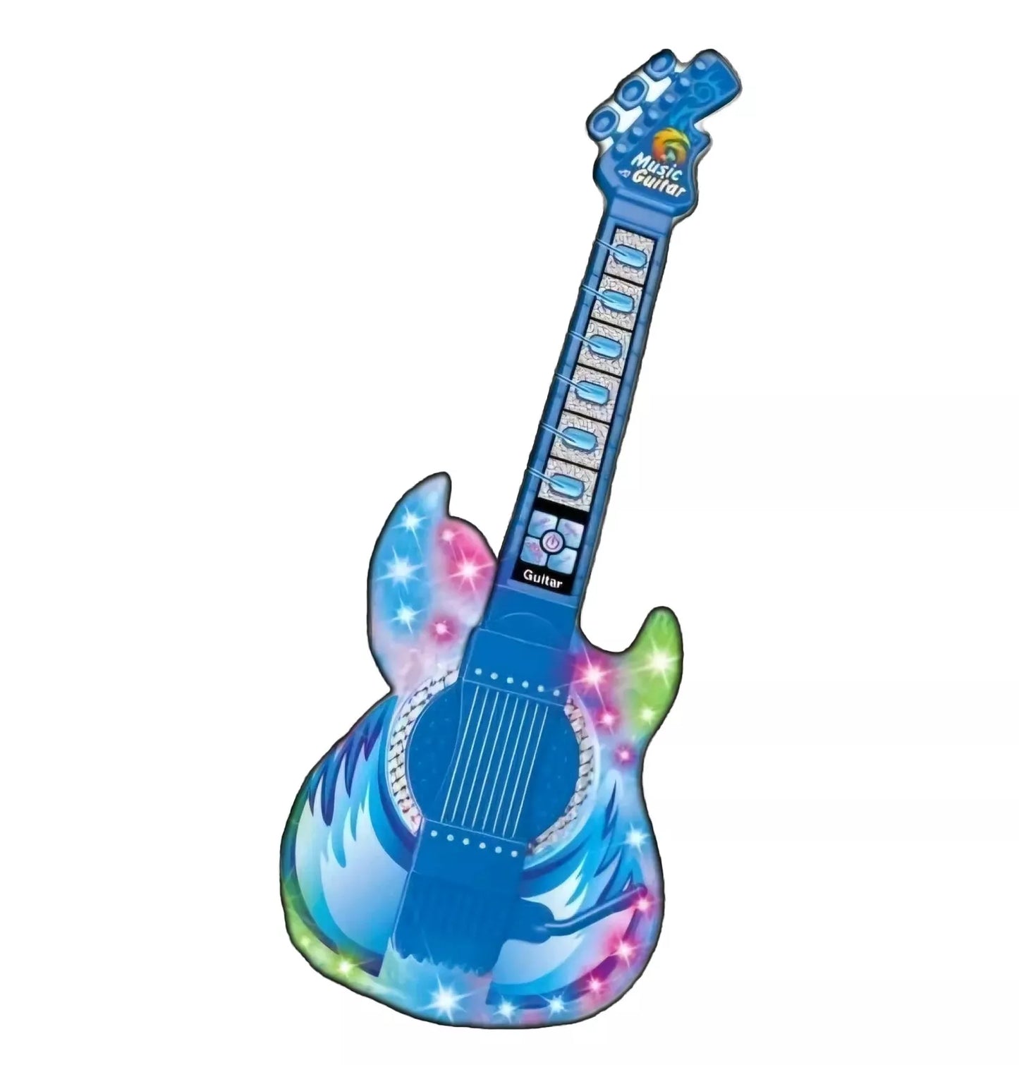Kids Musical Dual Microphone & Guitar with Stand Music Player Singing Toy - Blue