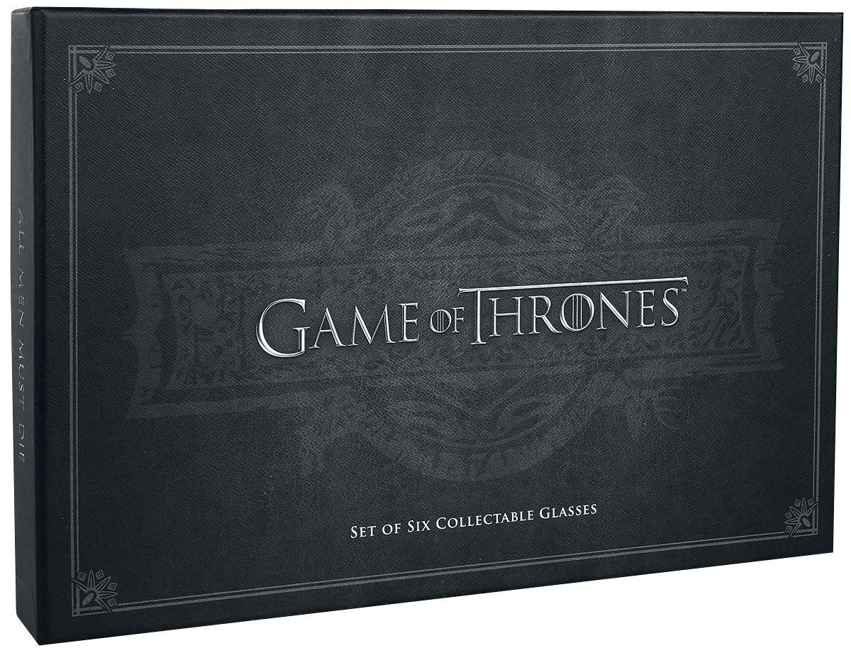 Game of Thrones Set of 6 Black and Gold Premium Glasses Luxury Box Set