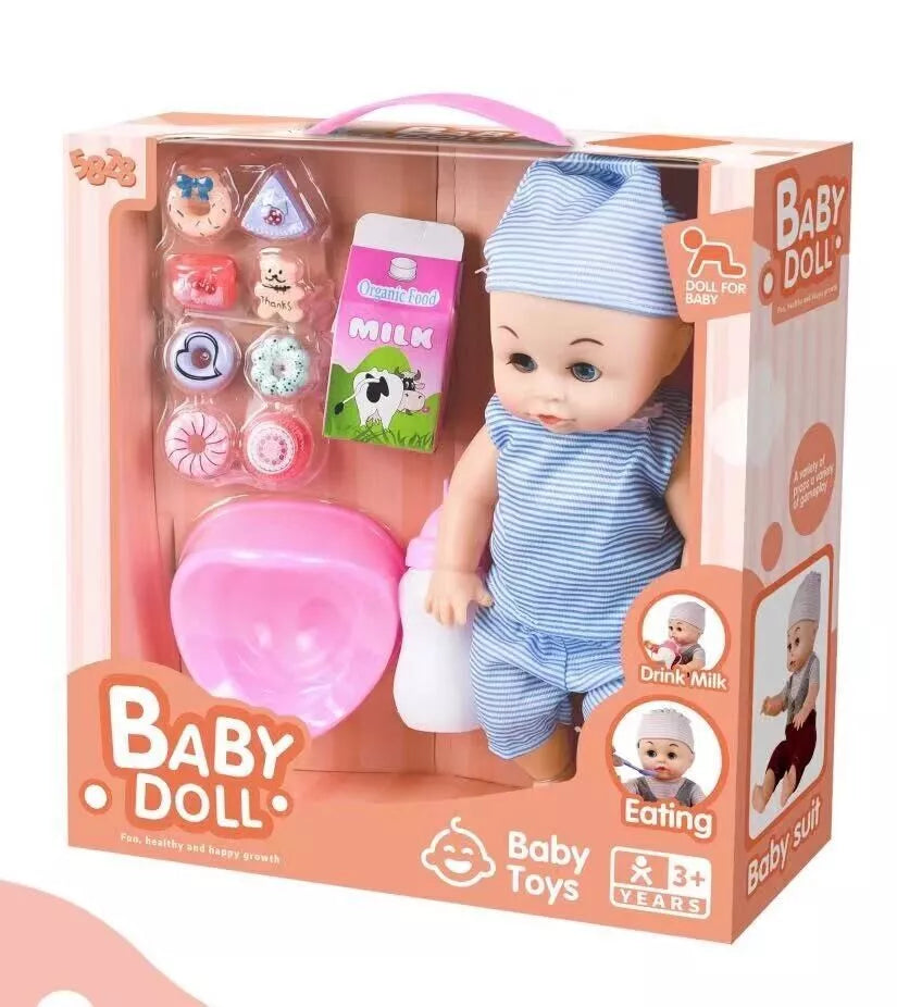 Interactive Baby Doll Set with Toy Accessories Potty & Bottle