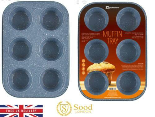 Metal Muffin Cupcake Baking Tray 6 Cups Speckled Grey
