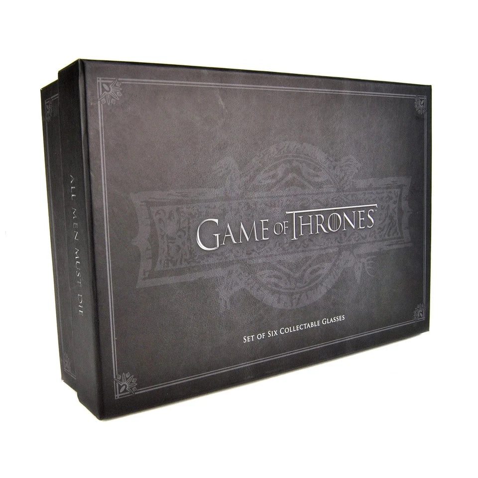 Game of Thrones Set of 6 Black and Gold Premium Glasses Luxury Box Set