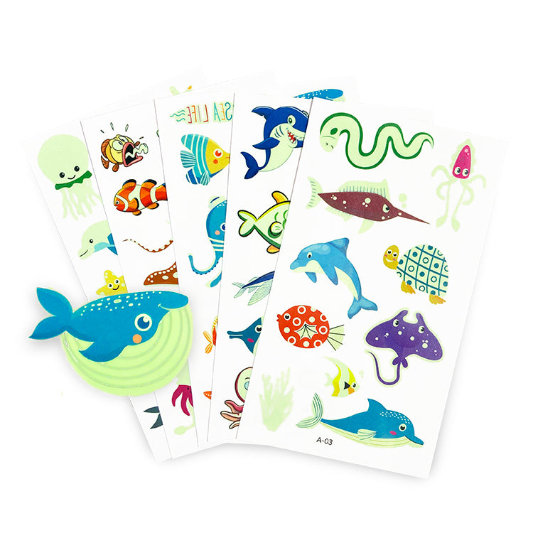 Ocean World Glow In the Dark Tattoo Sheets x 5