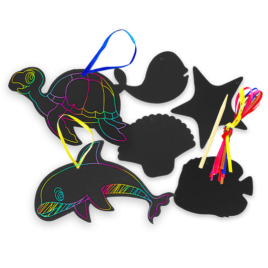 Sea Life Scratch Art Shapes x 6