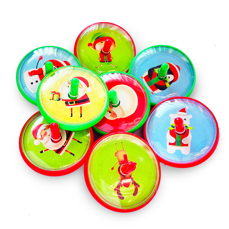 Xmas Mini Spinning Tops x 6