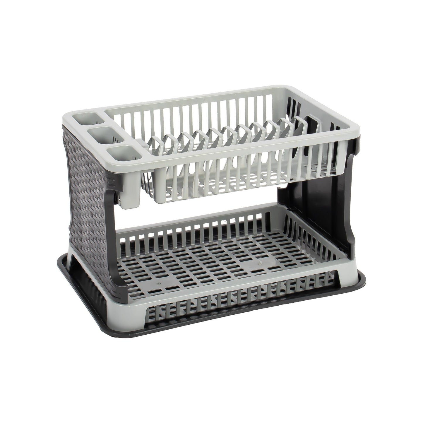 Tuffex 2 Tier Plastic Kitchen Rattan Dish Drainer 30 x 44 x 27 cm Assorted Colours 10163 / TP7071