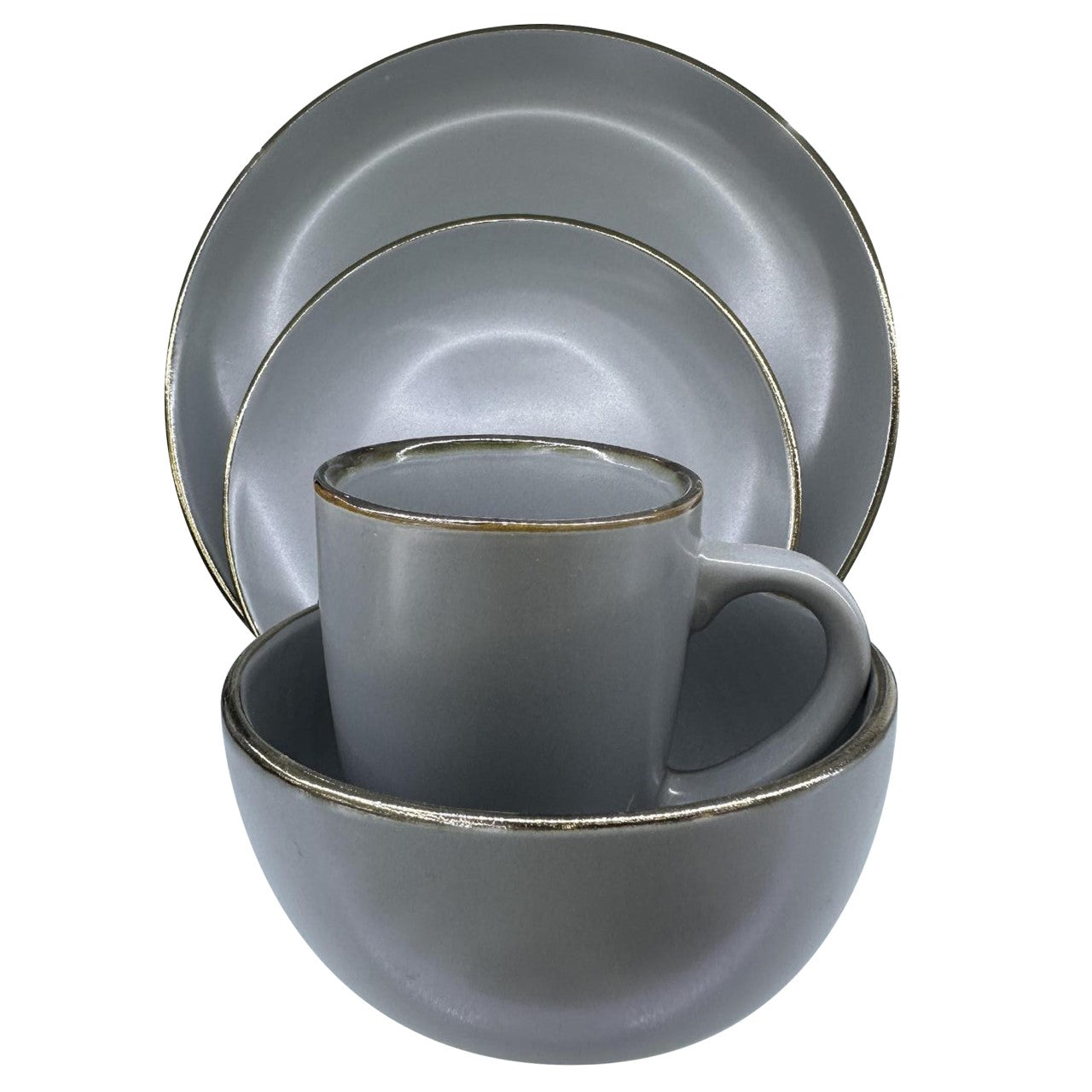 Durane Gold Rim Dinnerware Set 16pc Grey 10500 (Parcel Plus Rate)