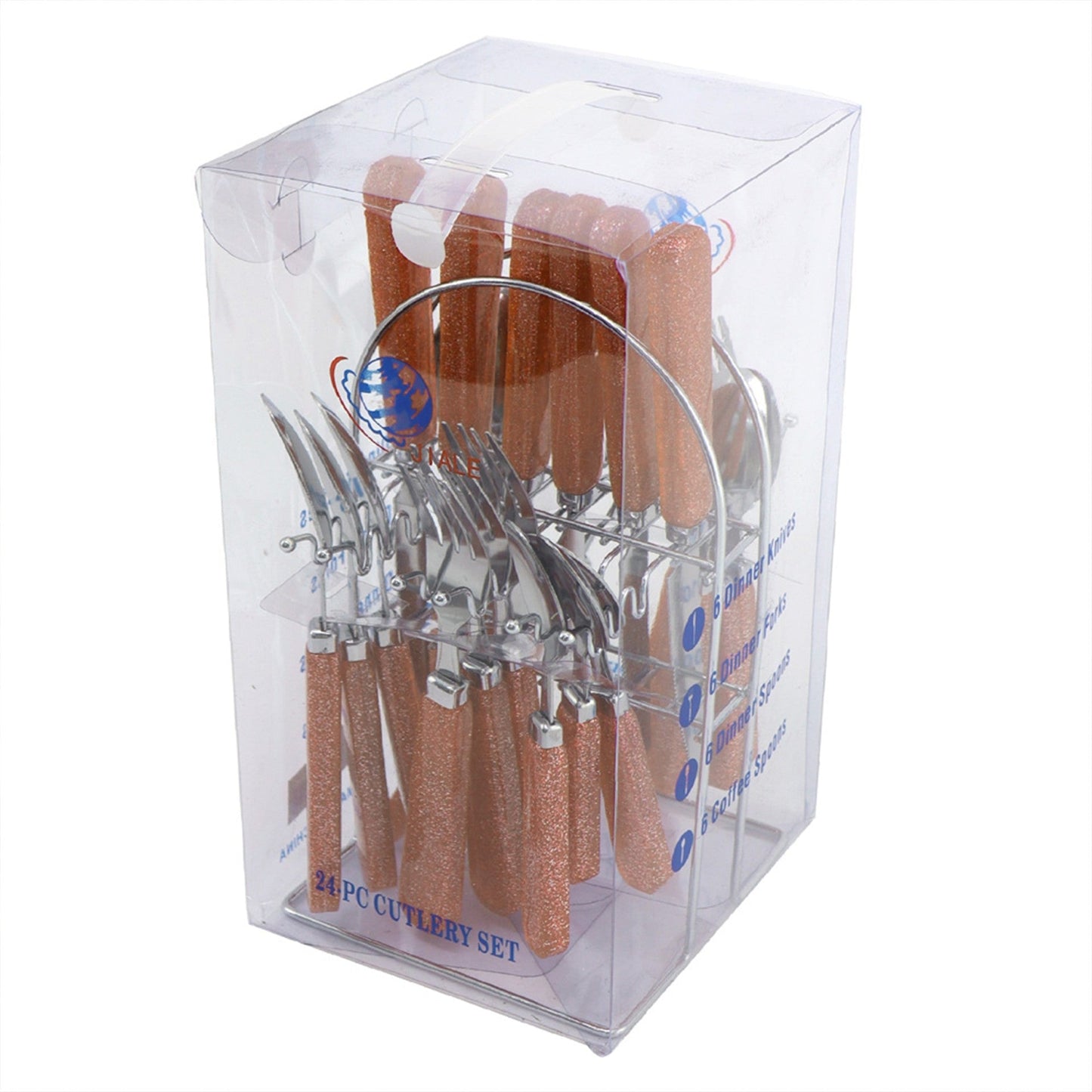 SQ Durane Metal Cutlery Set of 24 Brown Glitter 10730 A