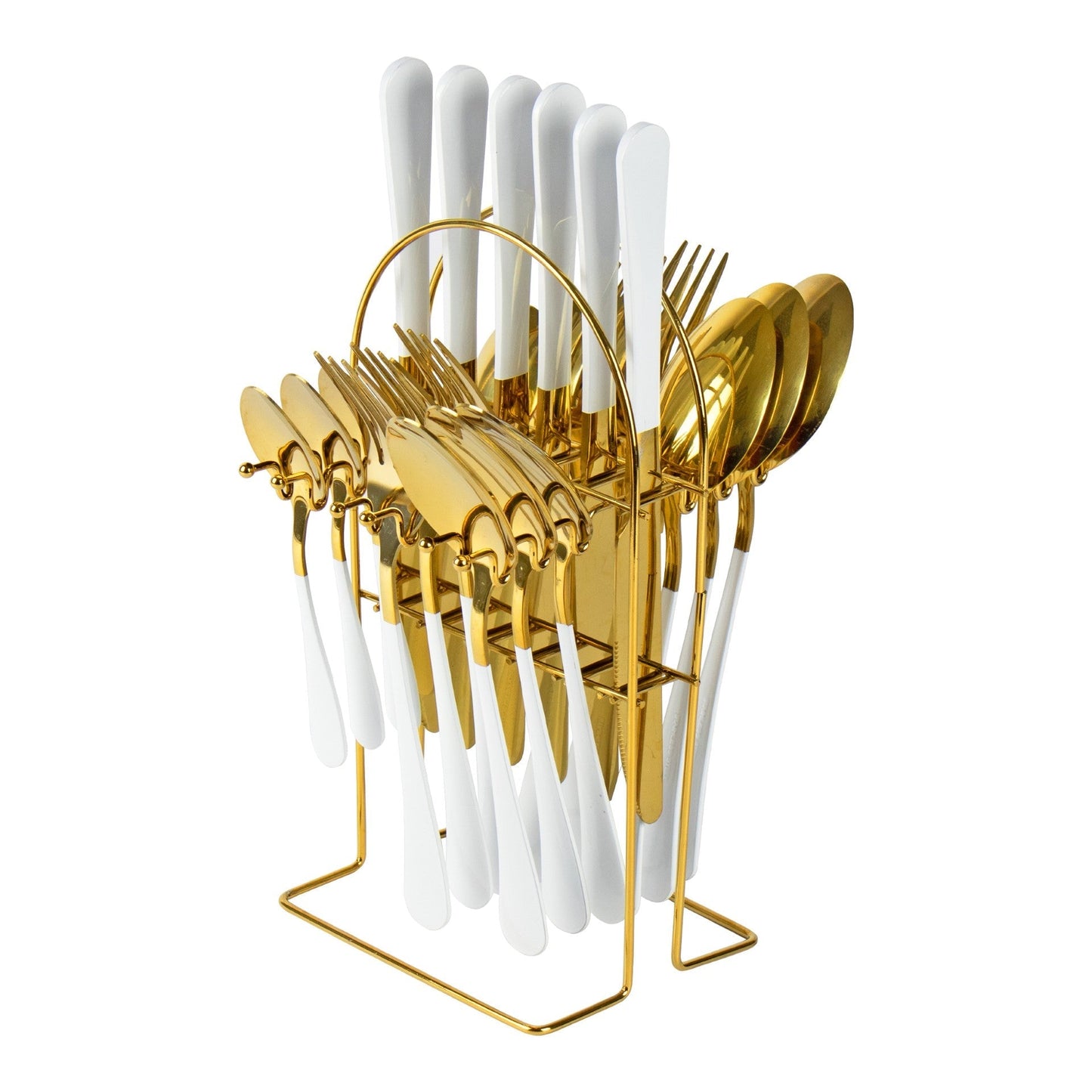 SQ Durane Stainless Steel Cutlery Set of 25 Gold White 10741 A