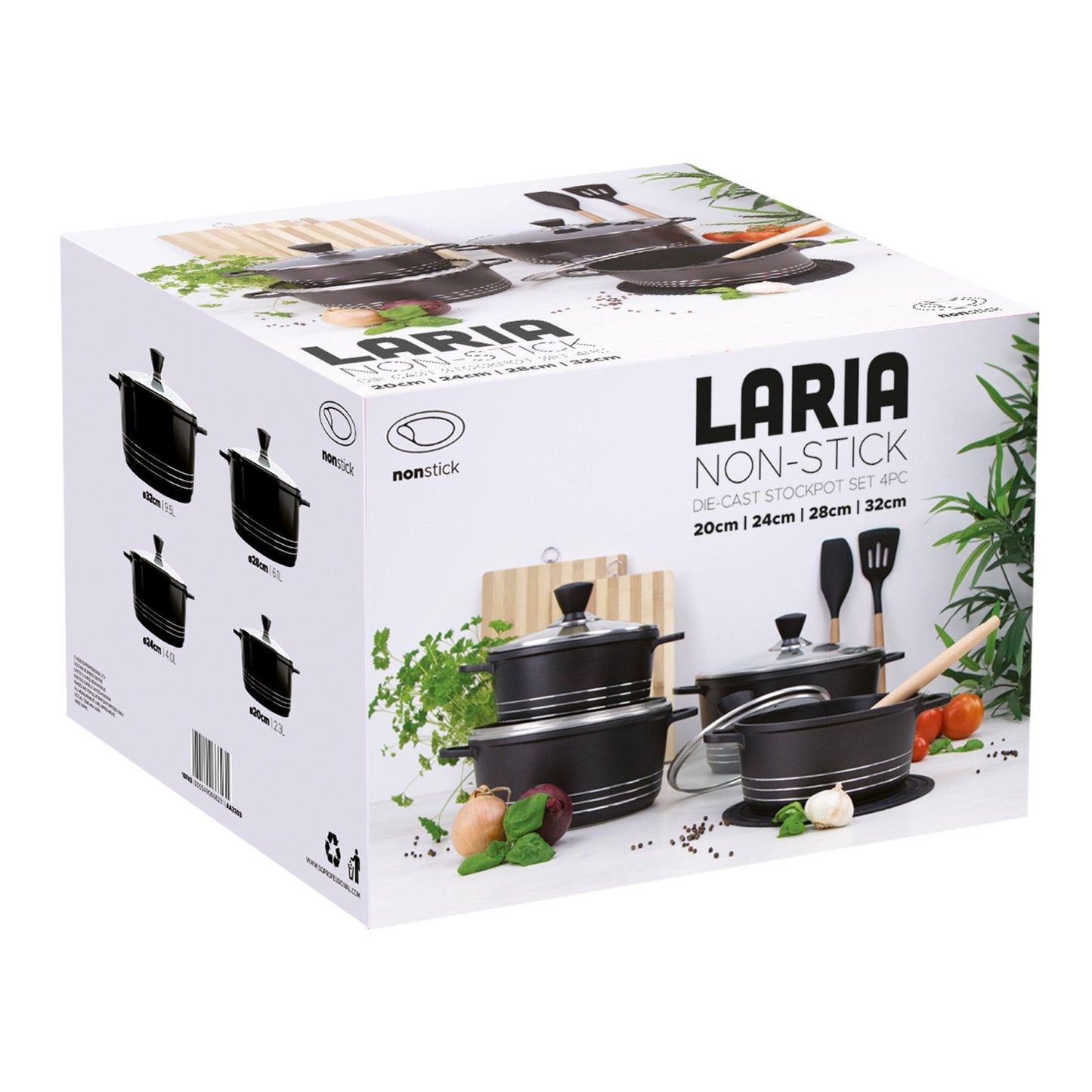 Laria Non Stick Die Cast Stockpot Pan Set 4pcs Black 10743