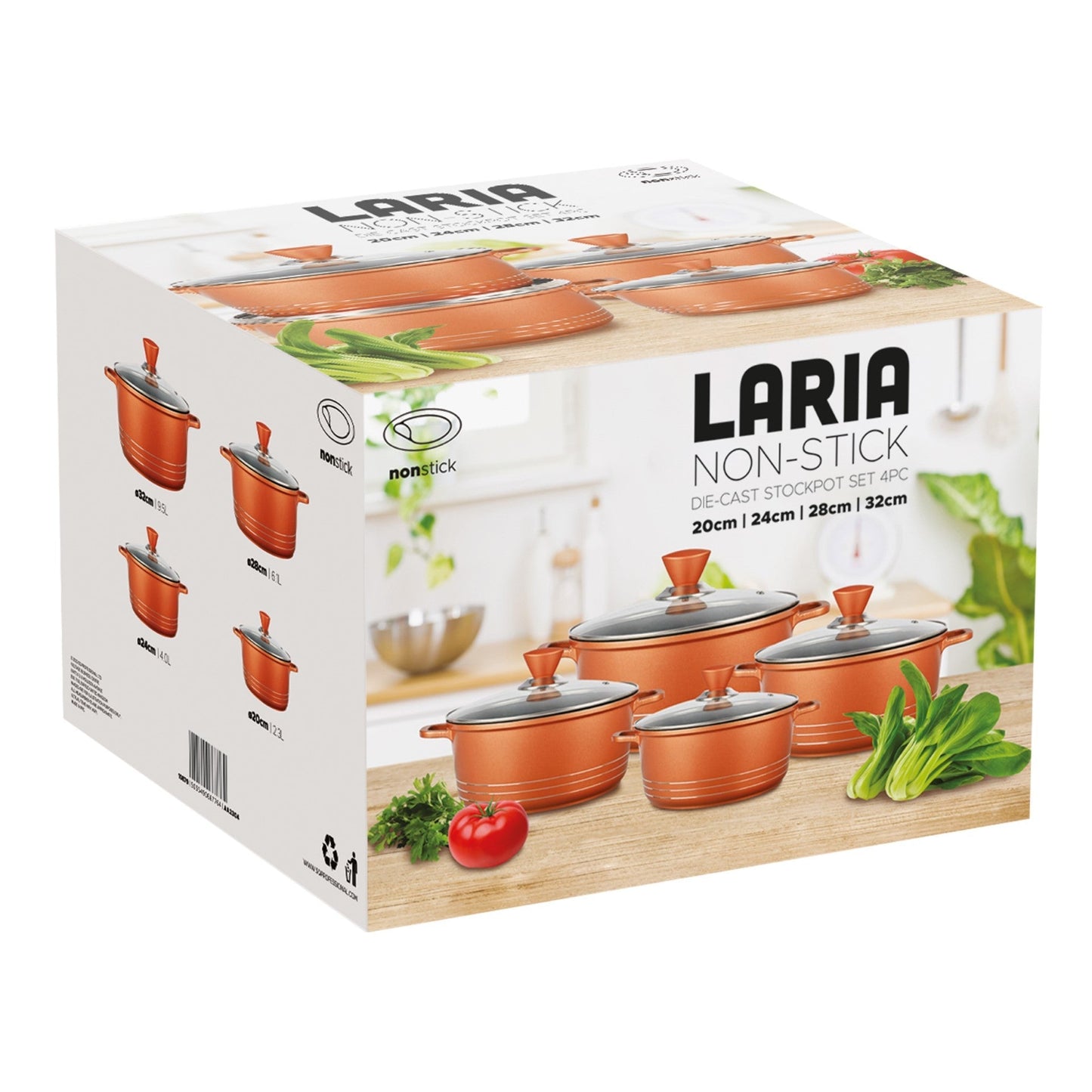Laria Non Stick Die Cast Stockpot Pan Set 4pcs Copper 10879 A
