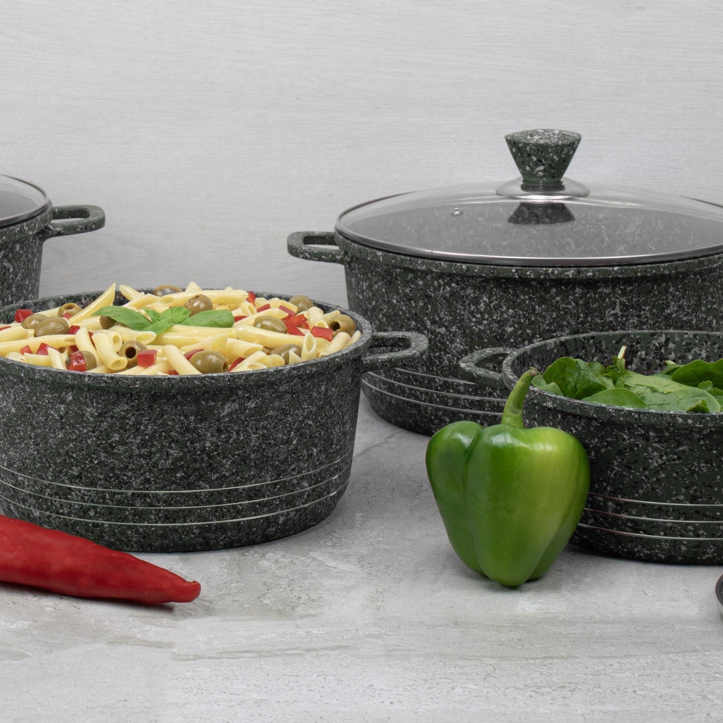 Laria Granite Die Cast Stockpot Pan Set 4pcs Grey 10883