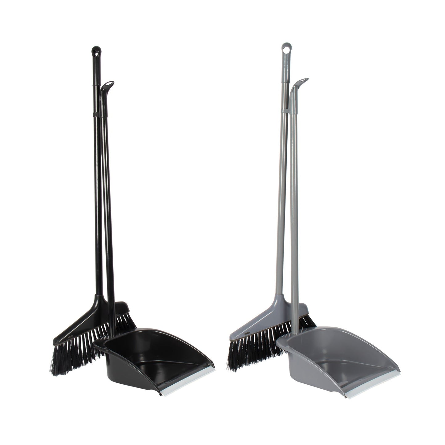 Plastic Dustpan and Brush Set of 2 Long Handle Assorted Colours 11064