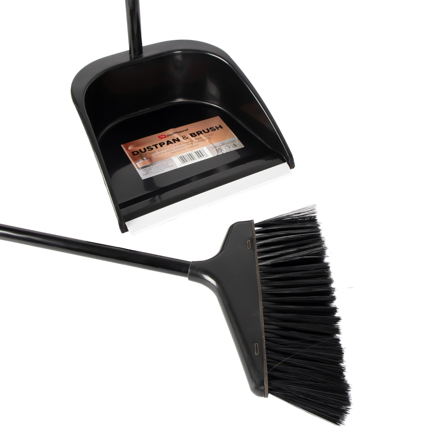 Plastic Dustpan and Brush Set of 2 Long Handle Assorted Colours 11064