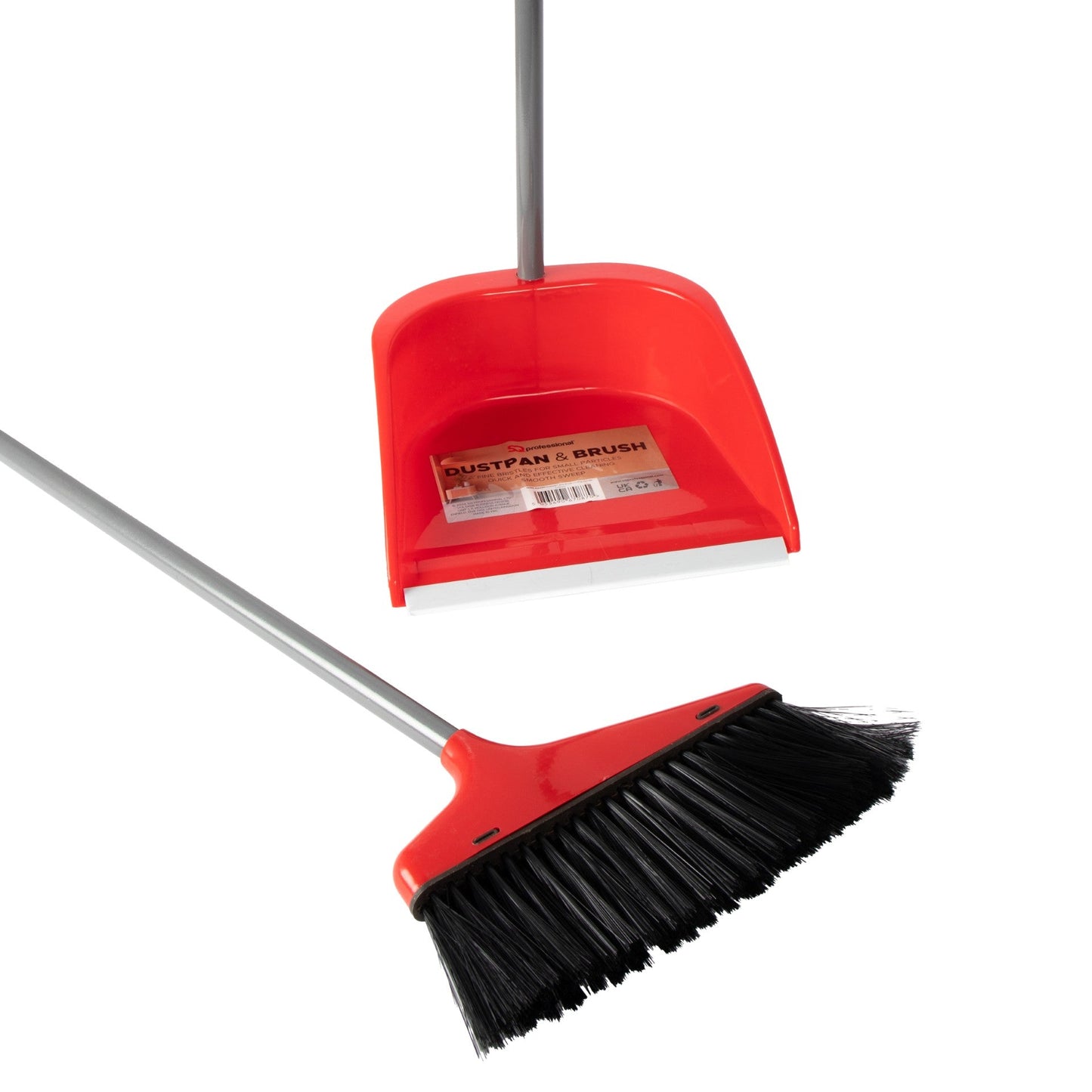 Plastic Dustpan and Brush Set of 2 Long Handle Assorted Colours 11065