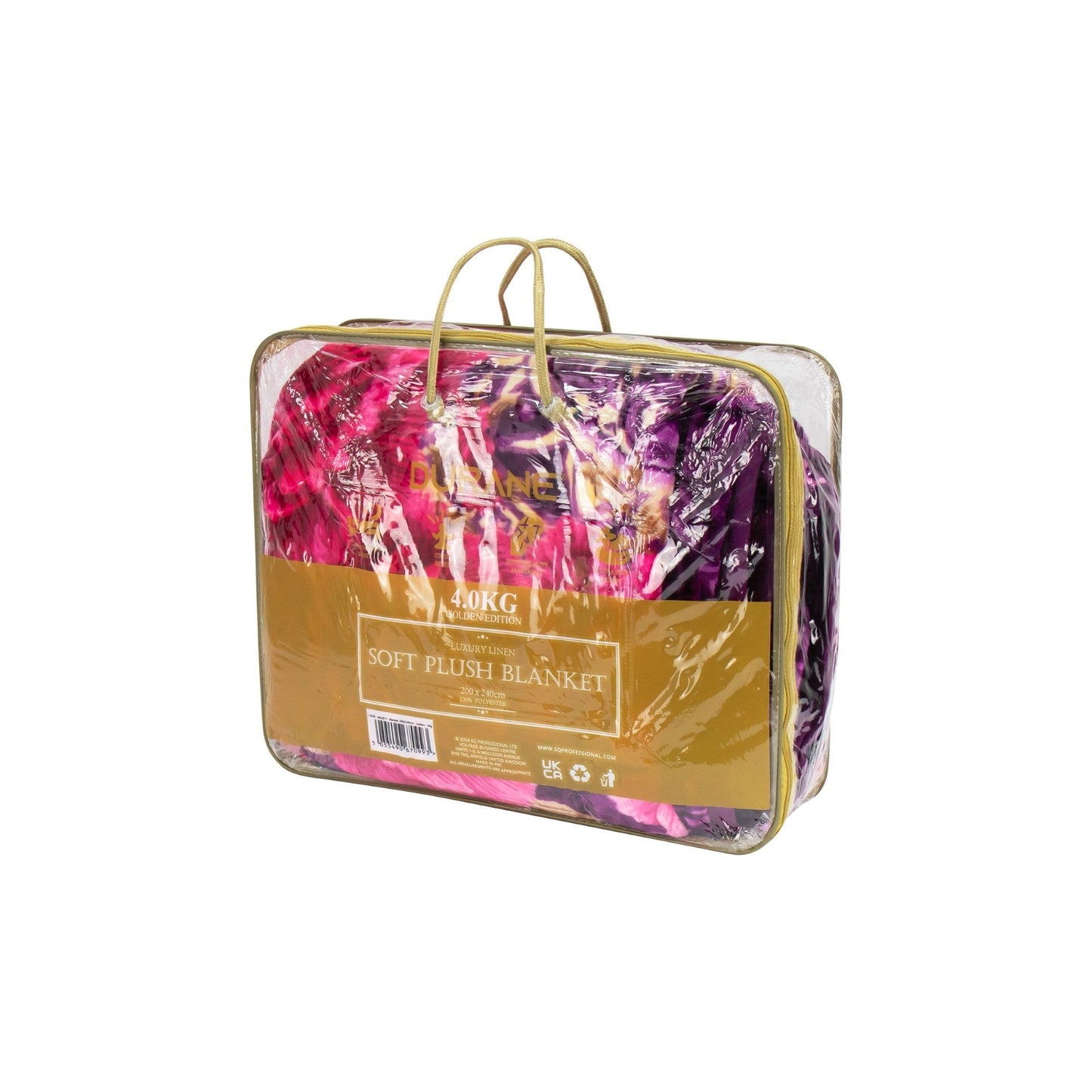 SQ Professional Durane Plush Blanket Golden Edition 4kg W 200 x L 240 cm Assorted Colours and Designs 11070