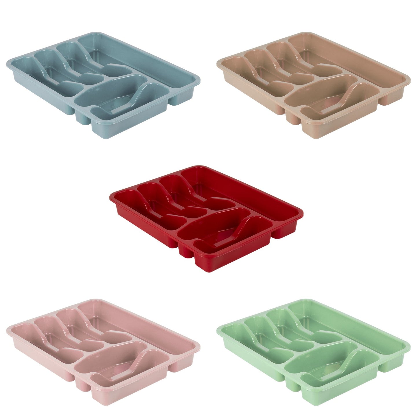 Asude Plastic Cutlery Drawer Organiser 6 Sections 29.5 x 37.5 x 5 cm Assorted Colours 11136