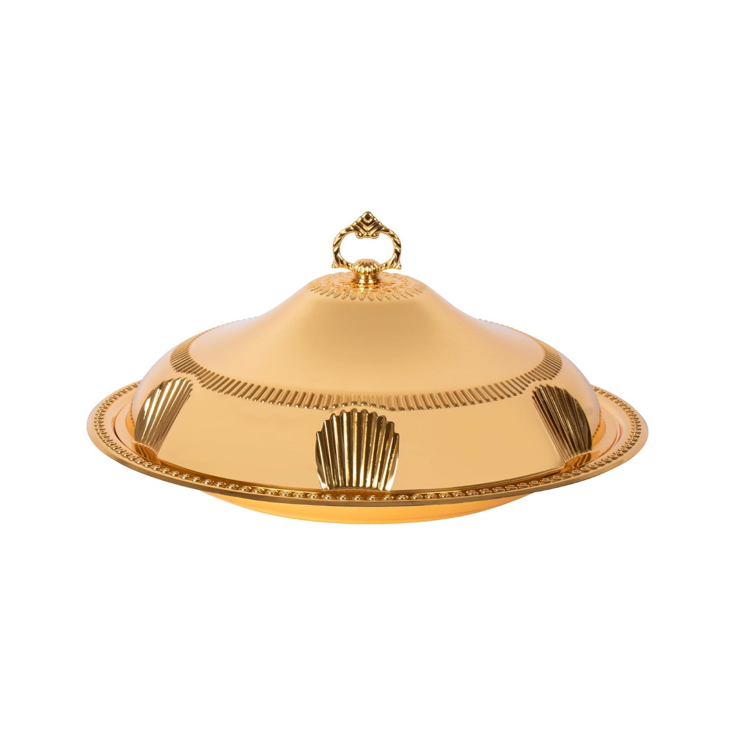 SQ Professional Durane Ornate Party Food Serving Cloche with Tray Gold 58328XLFG 48 x 48 x 12.5 cm Round 11204