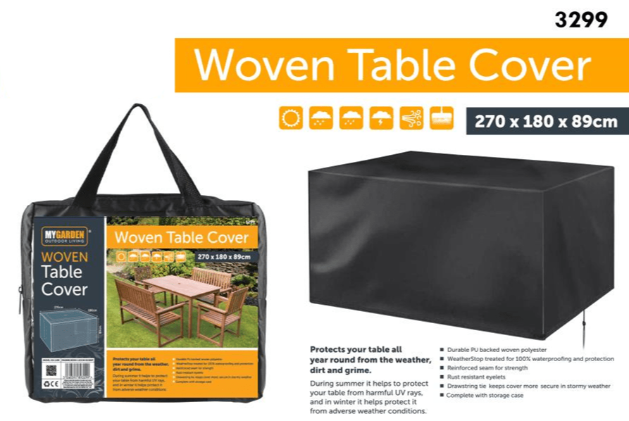 Woven Square Garden Table Cover 270 x 180 x 89cm 3299
