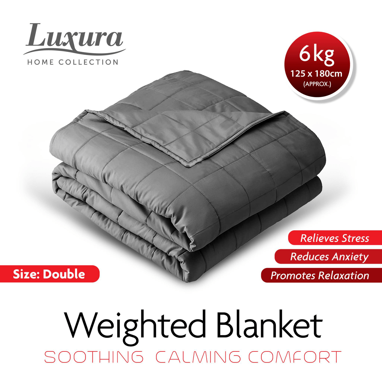 Weighted Blanket 125cm x 180cm 6kg Grey 4608