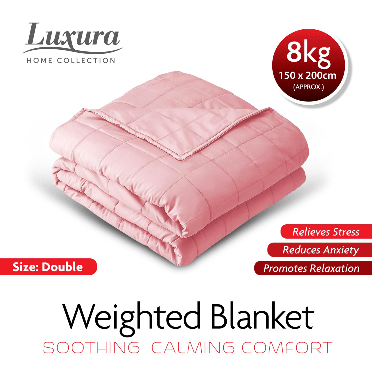 Weighted Blanket 150cm x 200cm 8kg Pink 4611