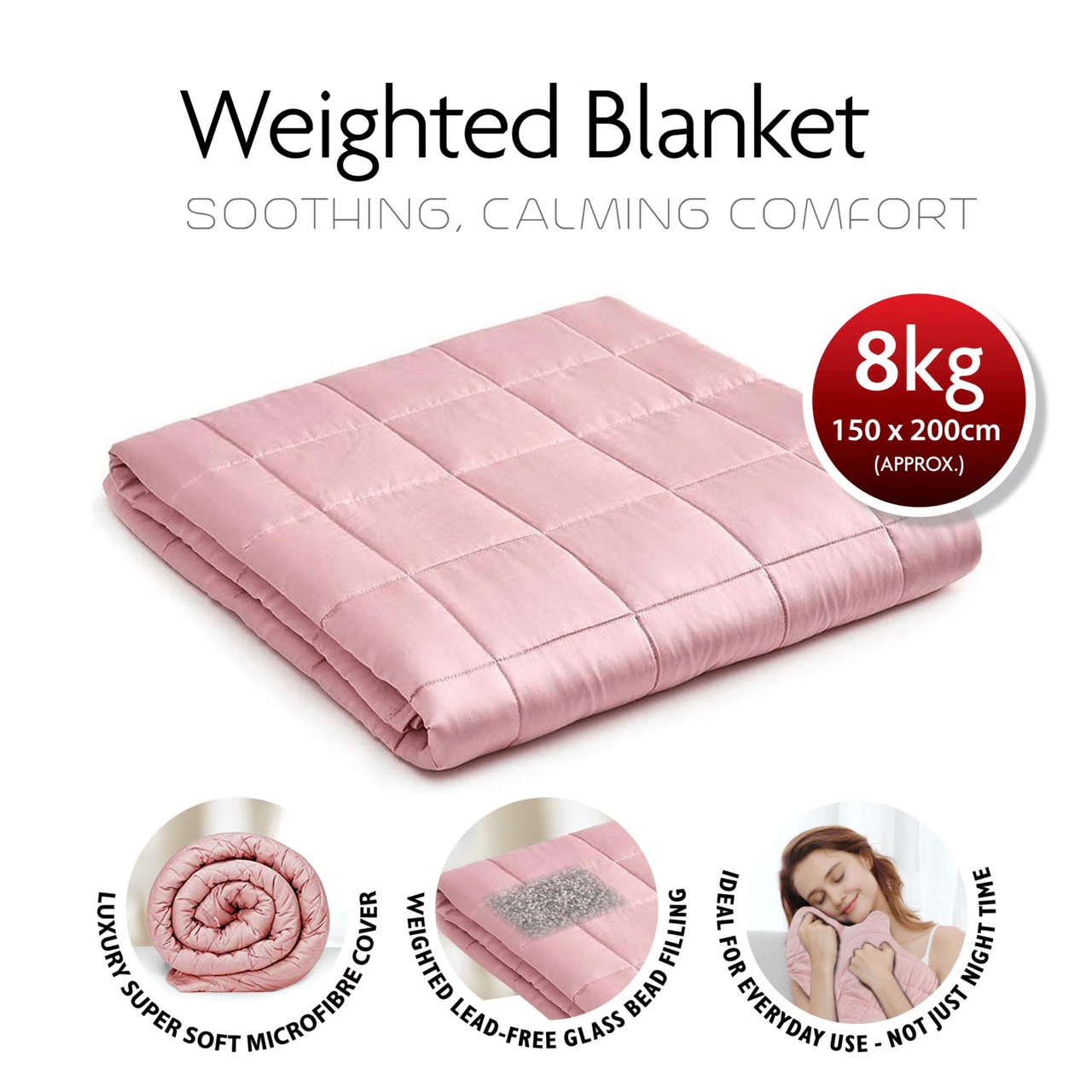 Weighted Blanket 150cm x 200cm 8kg Pink 4611