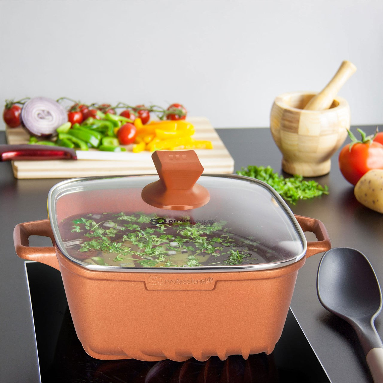 Nea Seramiq Diecast Square Stockpot Set 4pc Cuprum 49271