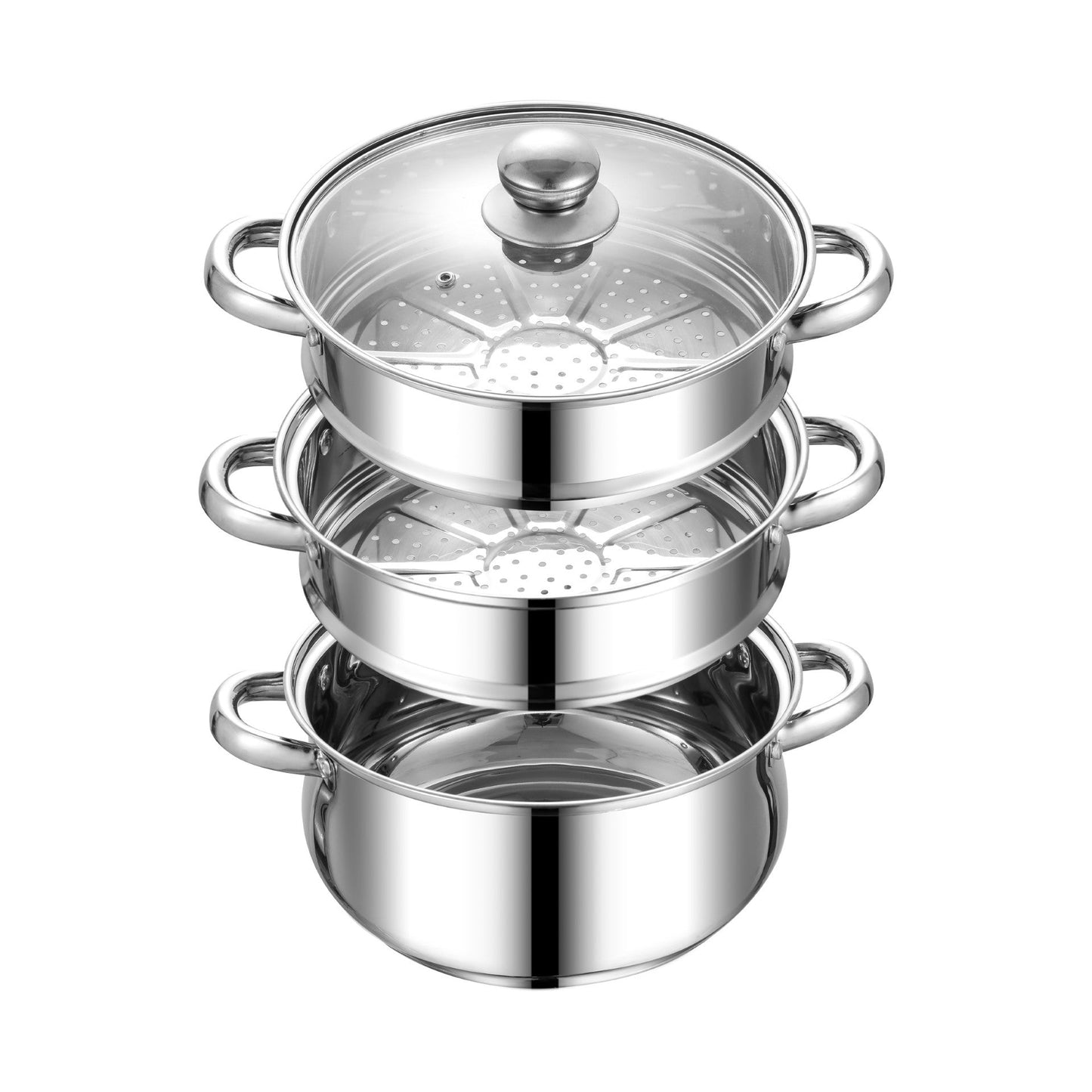 SQ Professional Lustro Stainless Steel Steamer 3 Tier 20 cm 3L 10944