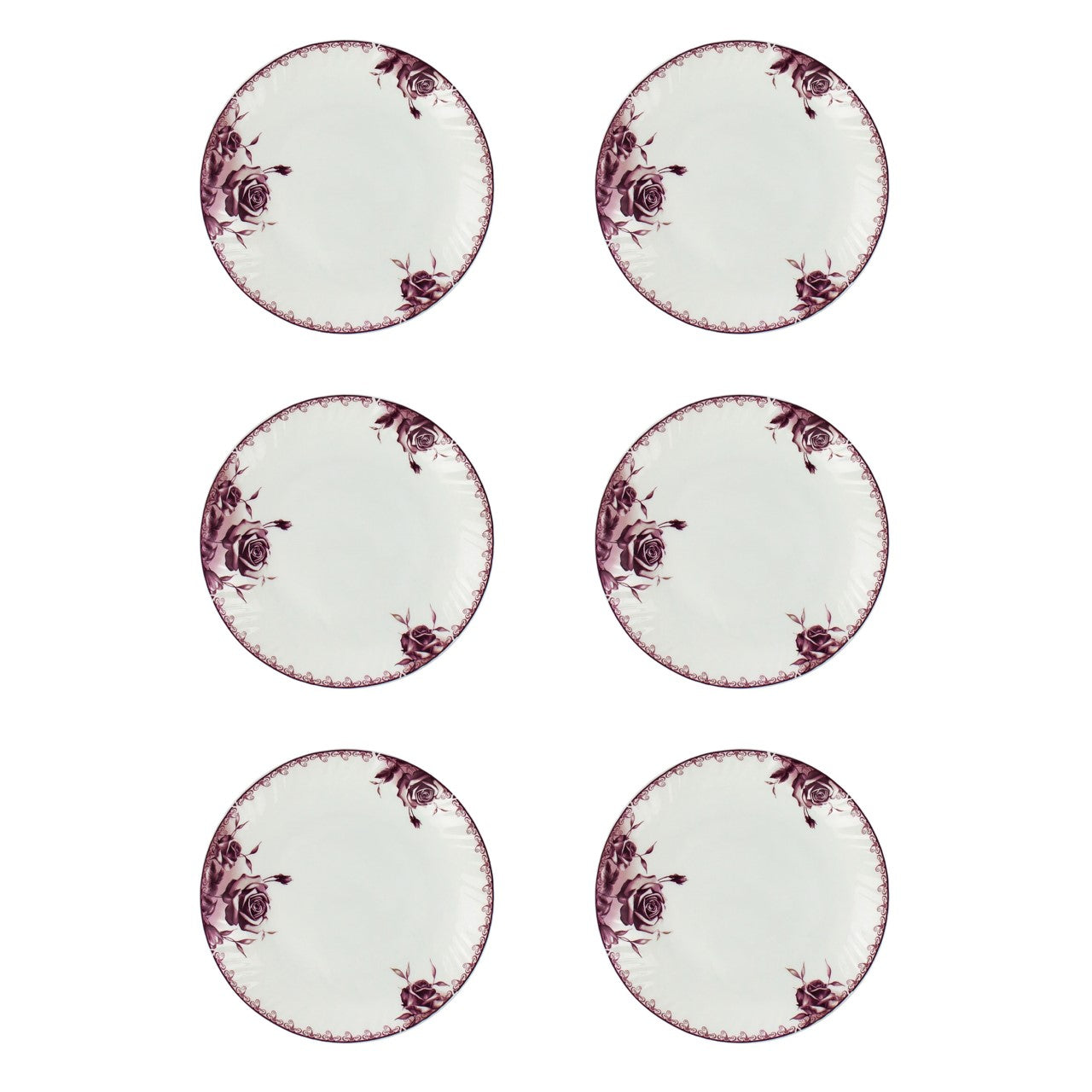 Opal Glass Side Plate Elisa Set of 6 19x2cm 8356