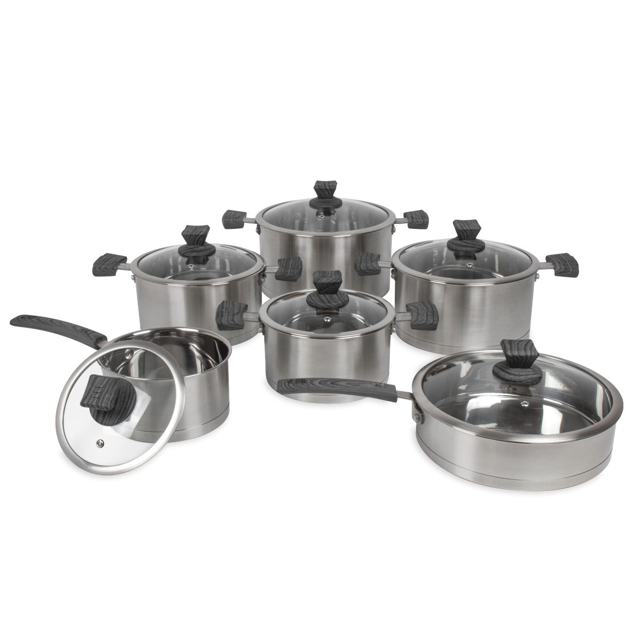 Lustro Touch Stainless Steel Cookware Set 6pc Black 9966