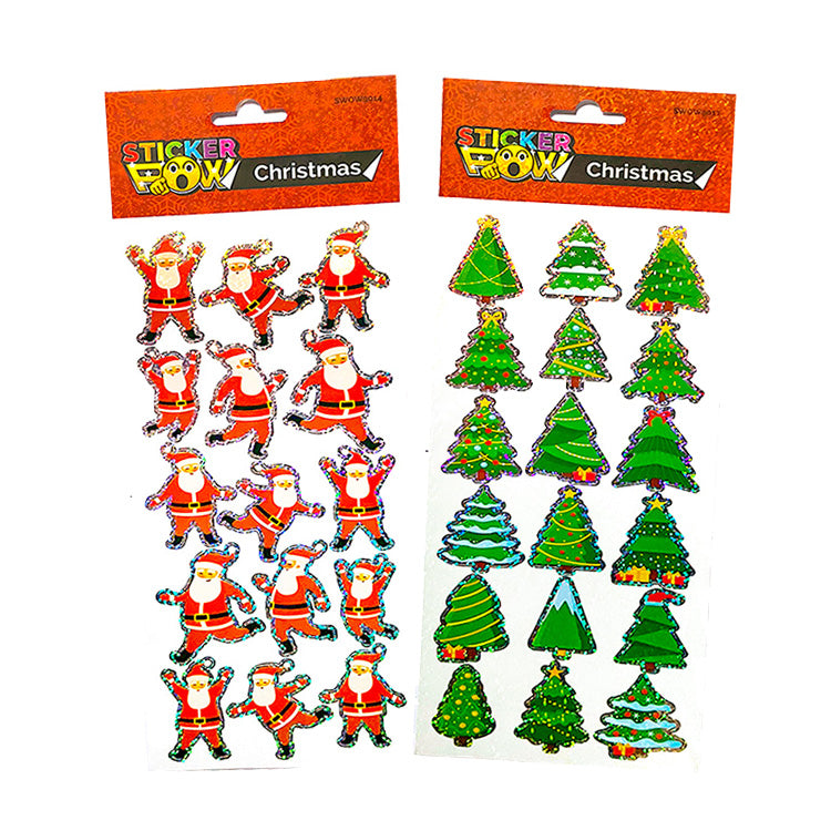 Santa And Trees Laser Trim Sticker Twin Pack