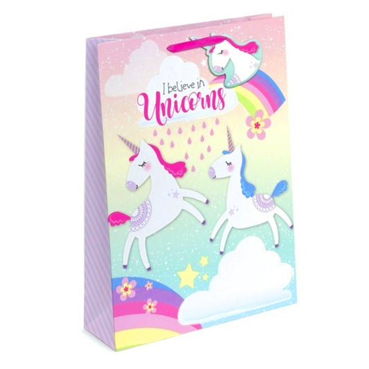 Believe In Unicorns Large Glitter Gift Bag